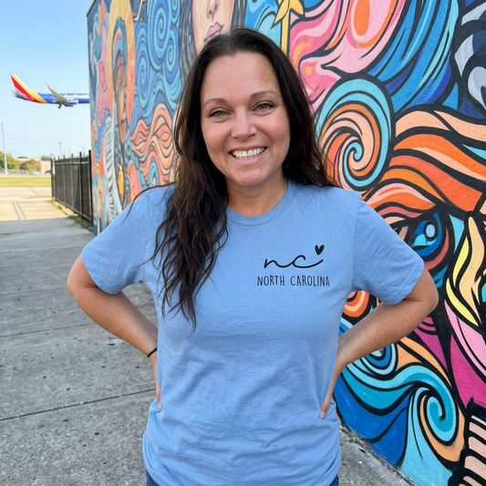 North Carolina Heart Line Adult Graphic Tee