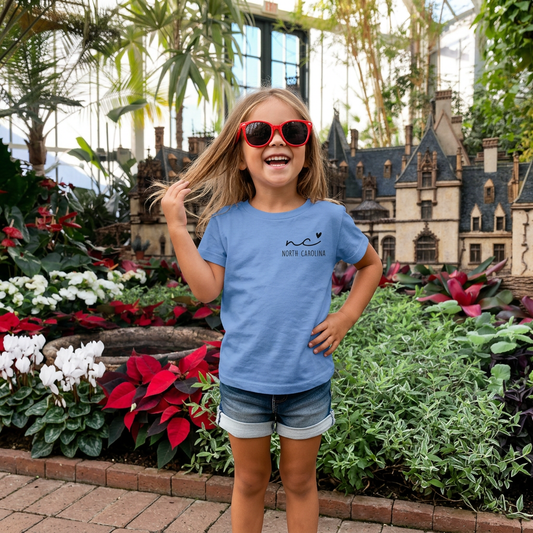 North Carolina Heart Line Youth & Toddler Graphic Tshirt