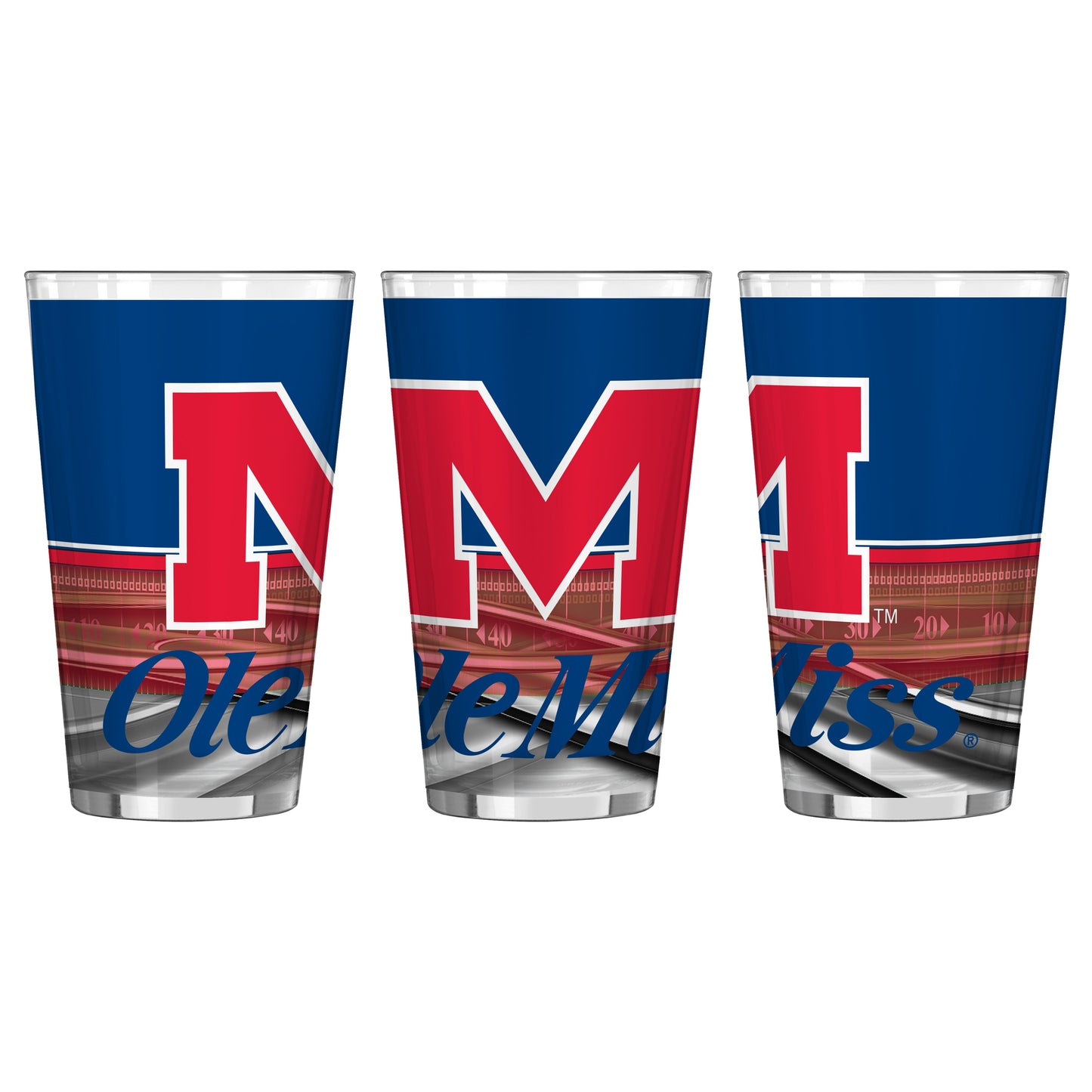 Mississippi Ole Miss Rebels Field Sublimated 16 Oz. Pint Glass