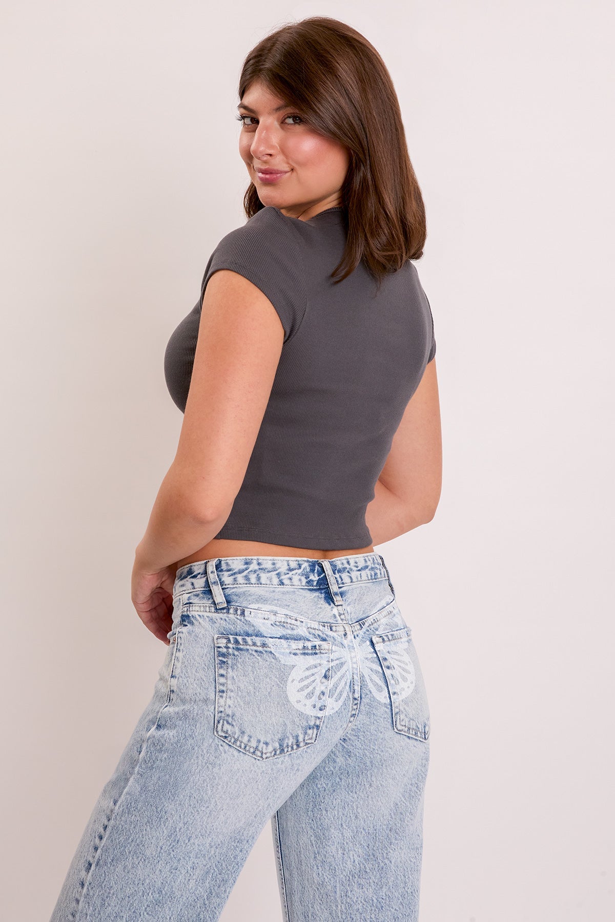 Women's Brittany Low Rise Wide Leg with Butterfly Print