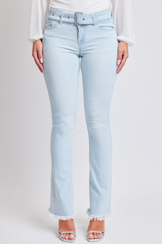 Women's Belted Flare Jeans