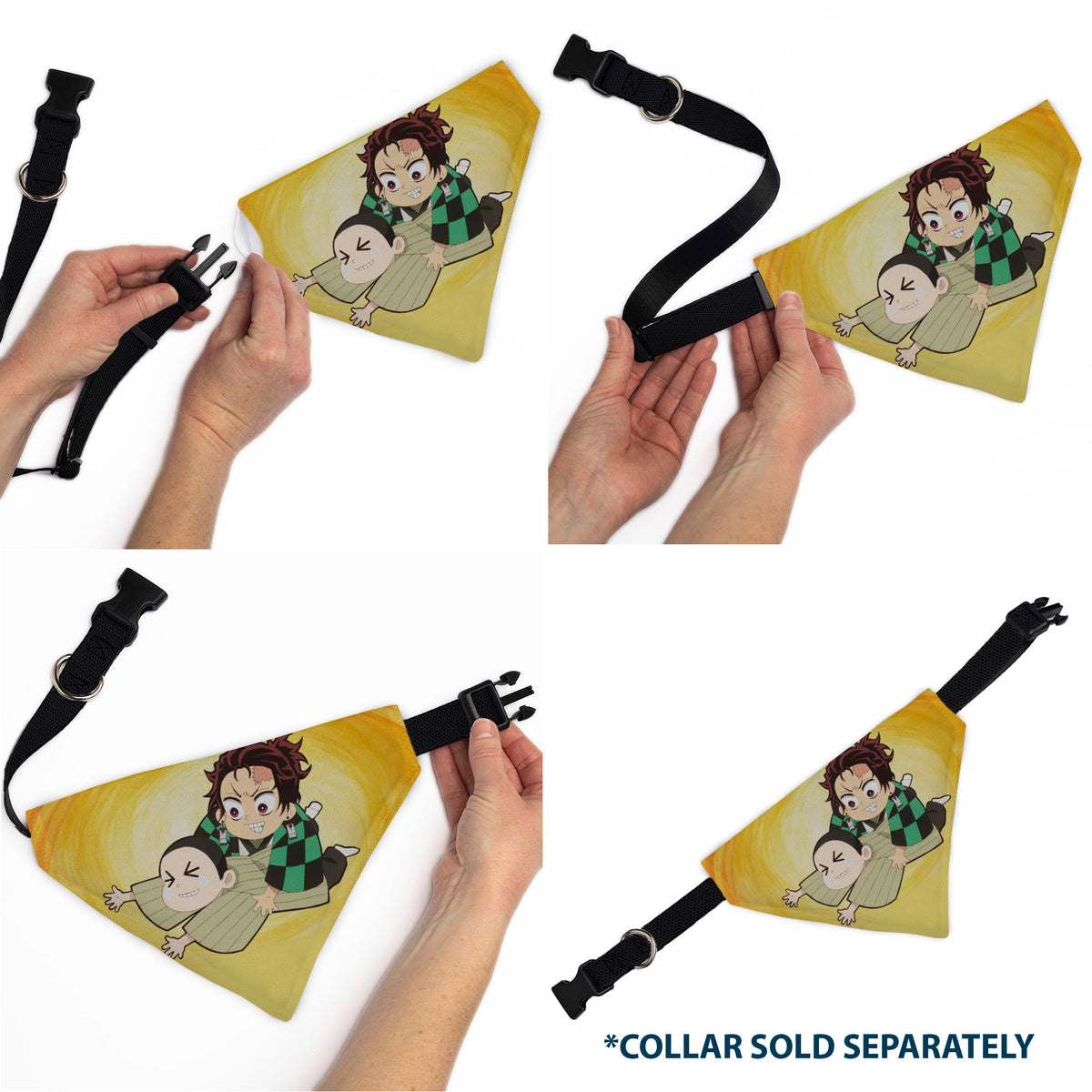 Pet Bandana - Demon Slayer Chibi Tanjiro and Shoichi Wrestling Pose Yellows