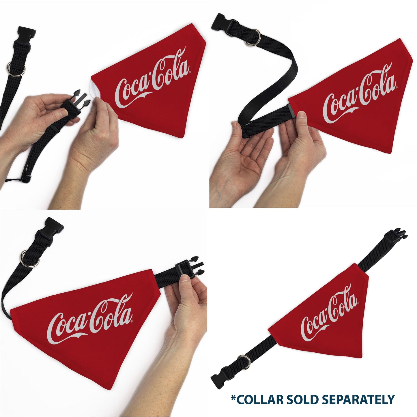 Pet Bandana - COCA-COLA Script Logo Centered Red/White