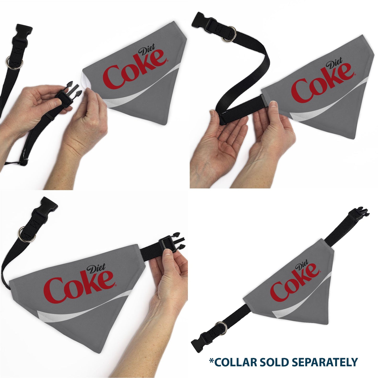 Pet Bandana - DIET COKE Logo Gray/Red/White
