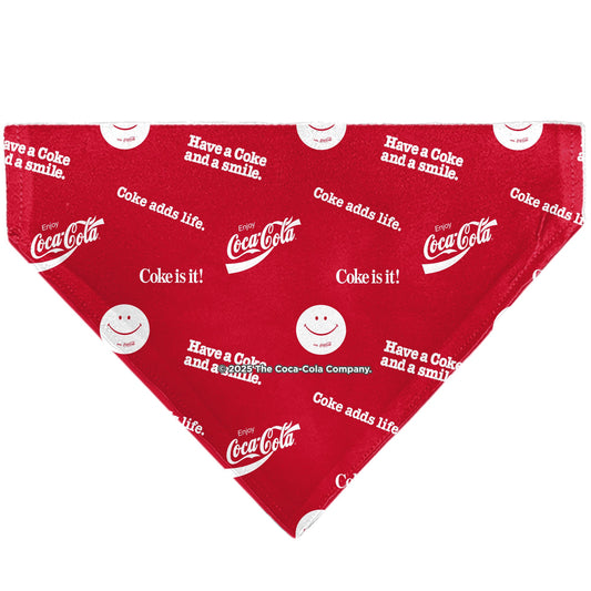 Pet Bandana - COCA-COLA Coke Quotes Scattered Red/White