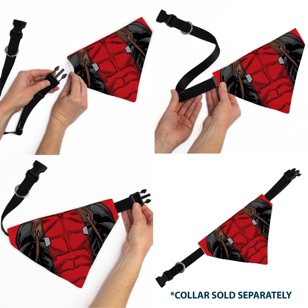 Pet Bandana - Deadpool Suit Chest Detail Red/Black