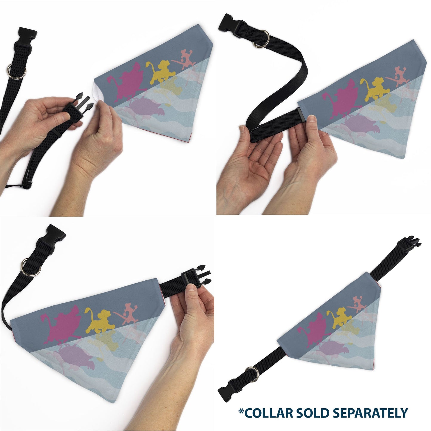 Pet Bandana - Lion King No Worries Silhouette Reflection Pose Blues/Pinks/Yellow
