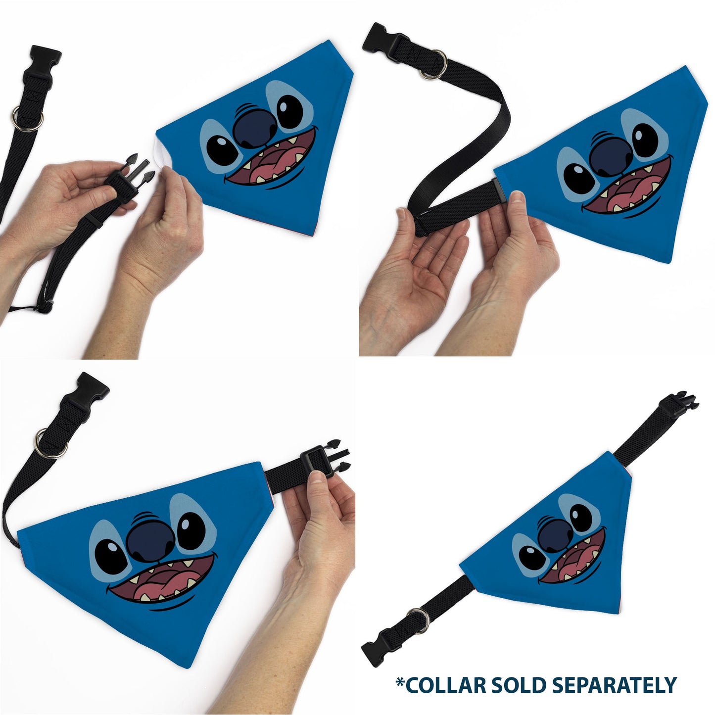 Pet Bandana - Stitch Smiling Face Character Close-Up Blues