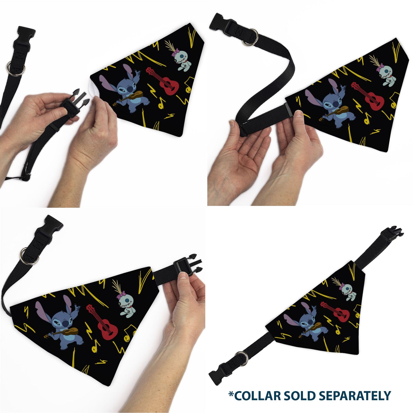 Pet Bandana - Stitch and Scrump Ukulele Jam Pose Black/Yellow