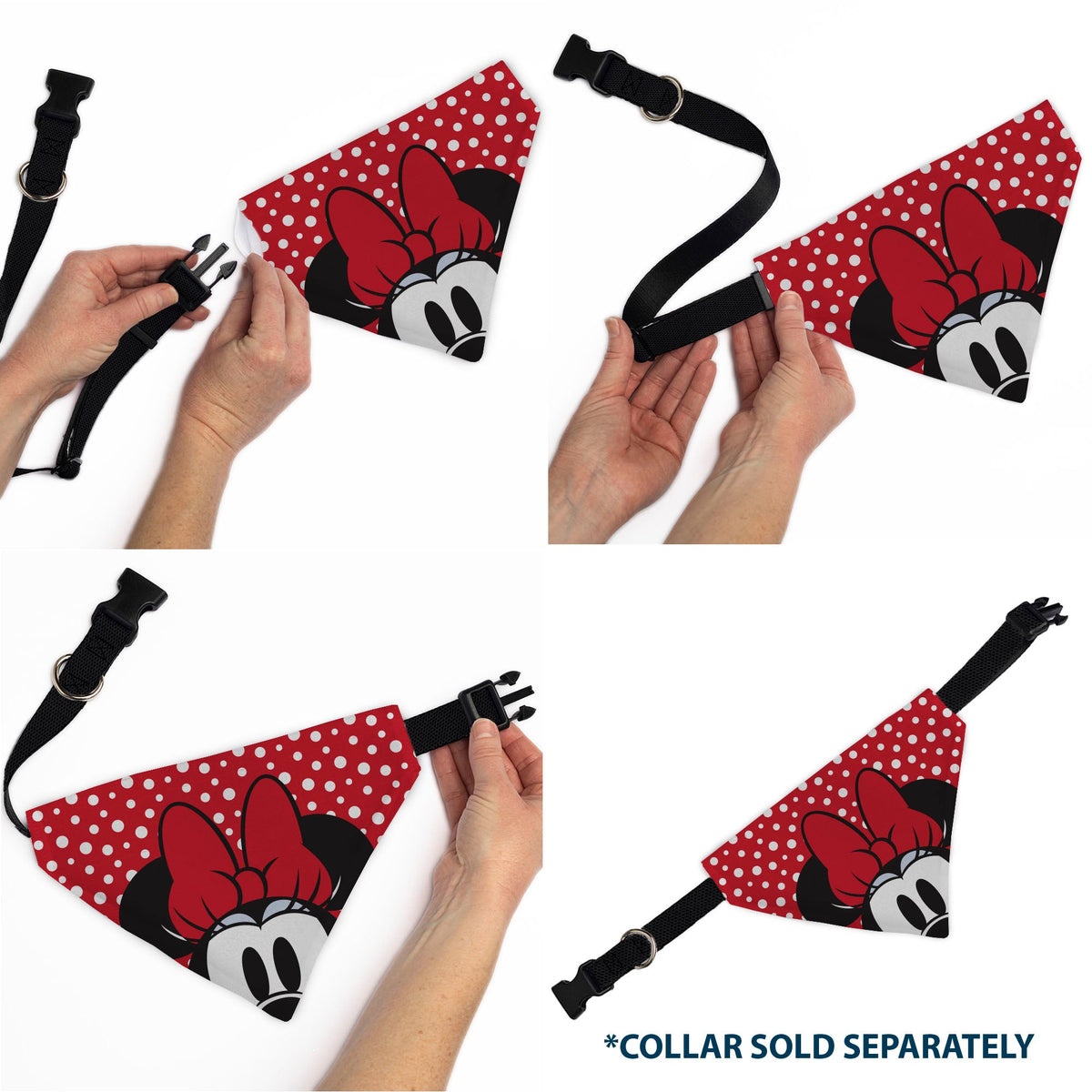 Pet Bandana - Minnie Mouse Button Eyes Pose Polka Dot Red/White