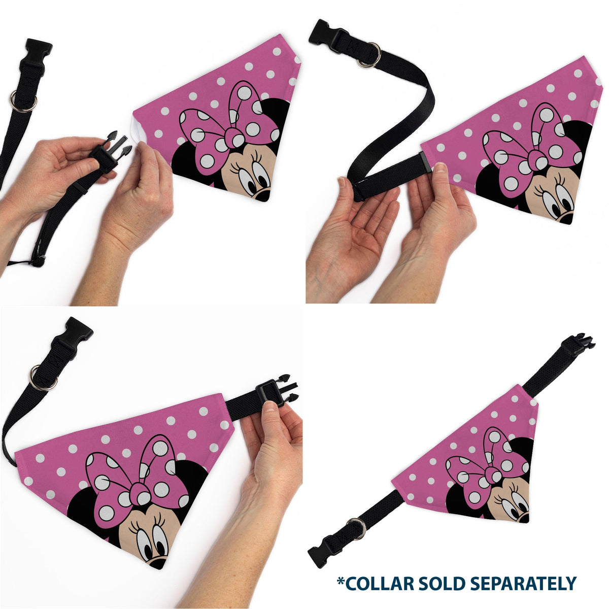 Pet Bandana - Minnie Mouse Face Polka Dot Pink/White
