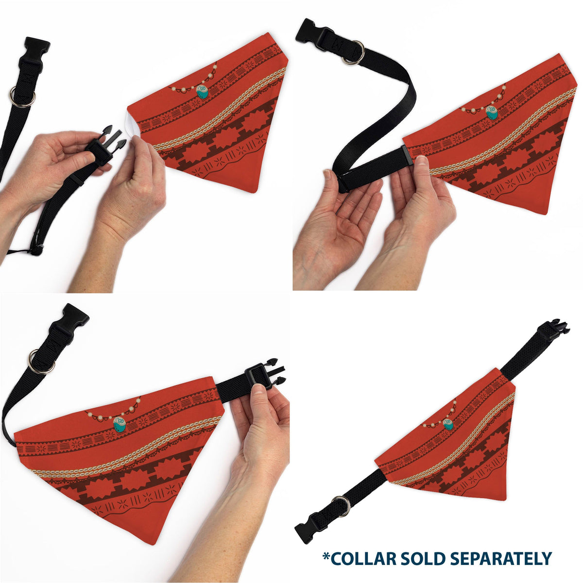 Pet Bandana - Moana Top Print Pattern Orange/Brown