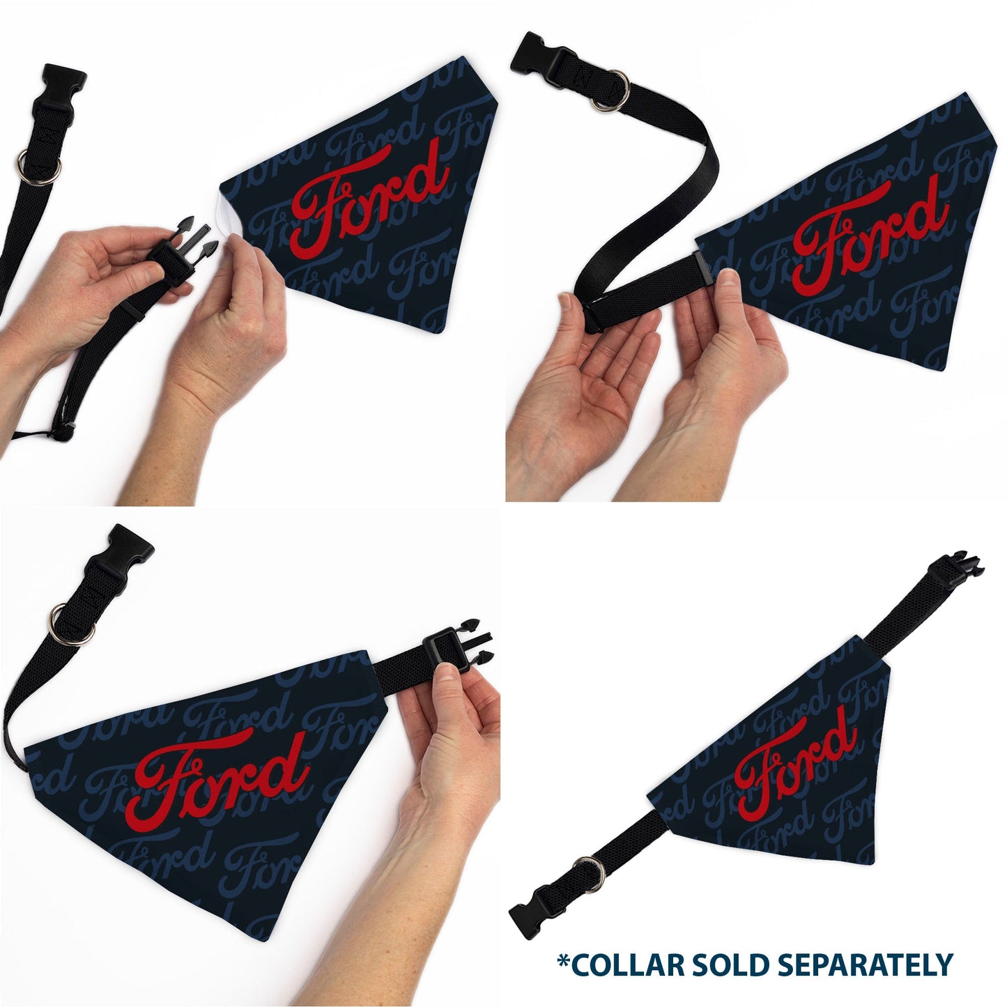Pet Bandana - FORD Script Stacked Blues/Red