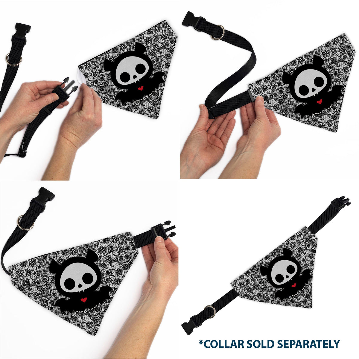 Pet Bandana - Skelanimals Diego Pose and Title Logo White/Black