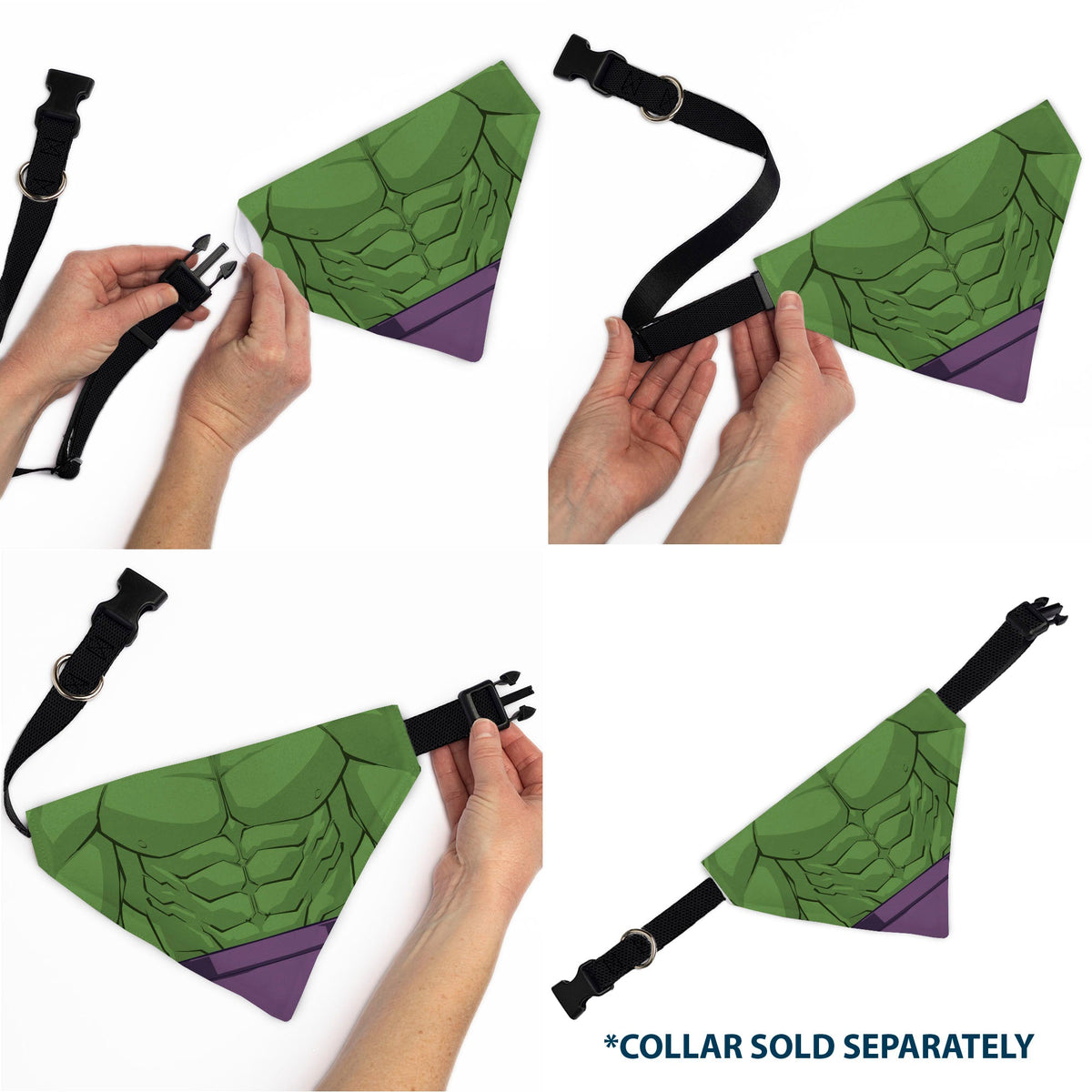 Pet Bandana - Hulk Chest Detail Green/Purple