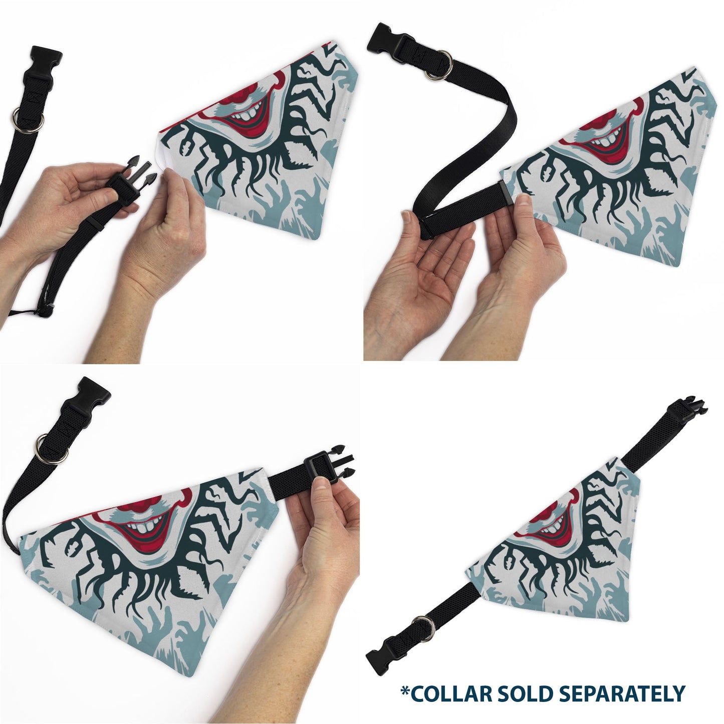 Pet Bandana - IT Pennywise Smile and Balloons White/Blues/Reds