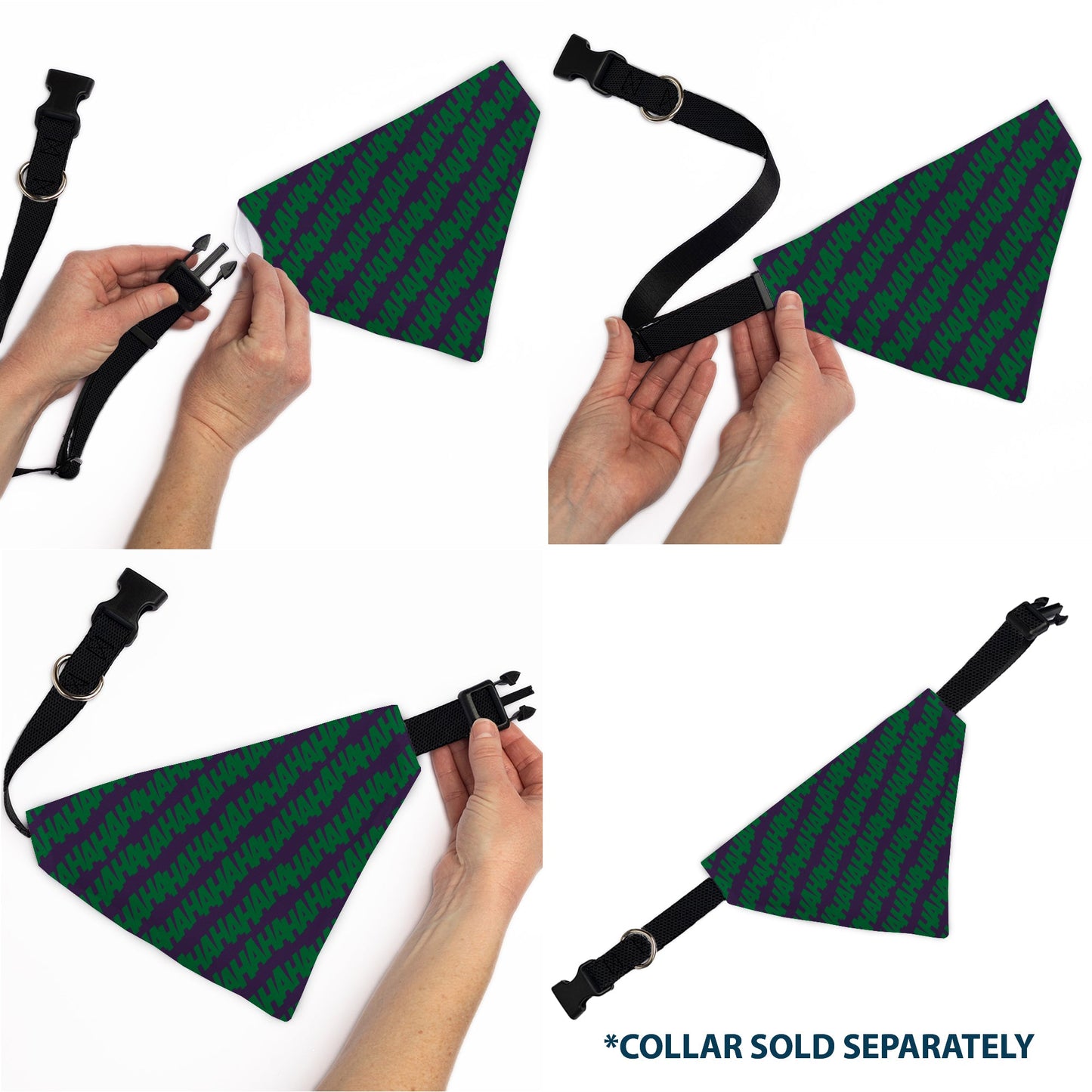 Pet Bandana - The Joker Laugh HAHAHA Text Purple/Green