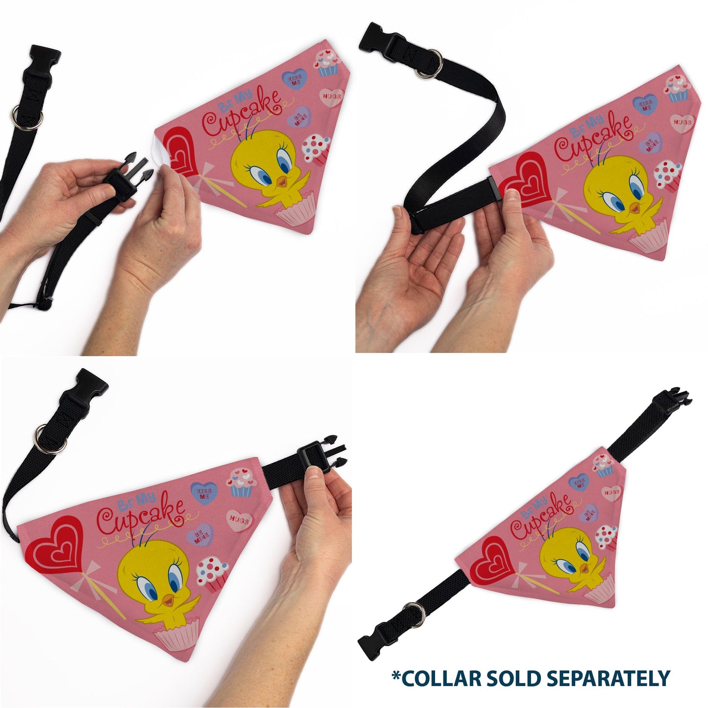 Pet Bandana - Tweety Bird BE MY CUPCAKE Sweets Pose and Title Logo Pink