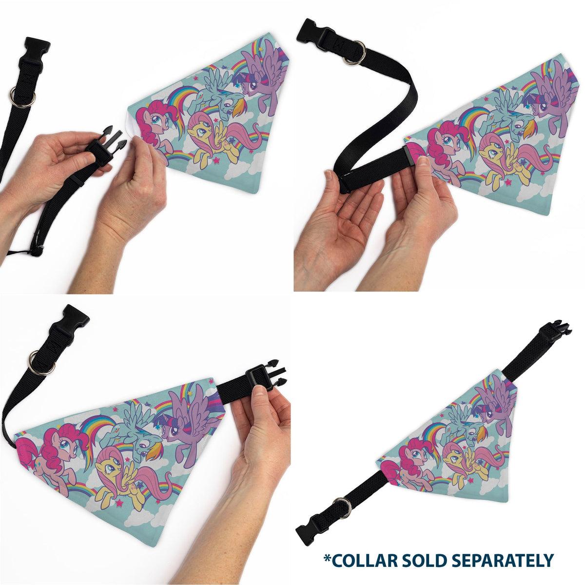 Pet Bandana - My Little Pony Four Ponies and Rainbows Multi Pastel
