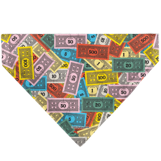 Pet Bandana - Mr. Monopoly Poses Play Money Stacked Multi Color