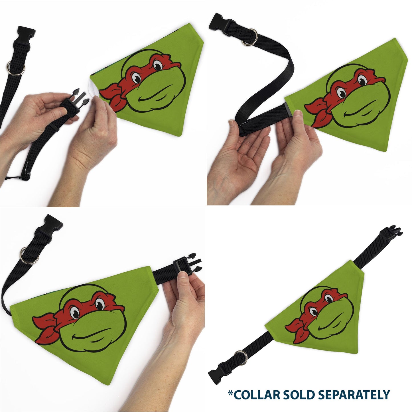 Pet Bandana - Ninja Turtles Raphael Face and Turtle Shell Character Close-Up Green