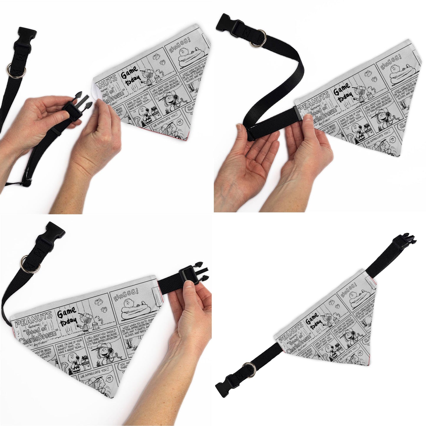 Pet Bandana - PEANUTS Good Ol Charlie Brown Comic Scene Blocks White/Black