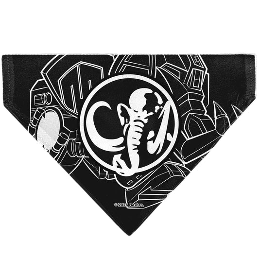 Pet Bandana - POWER RANGERS Black Mastodon Coin Icon and Zord Black/White