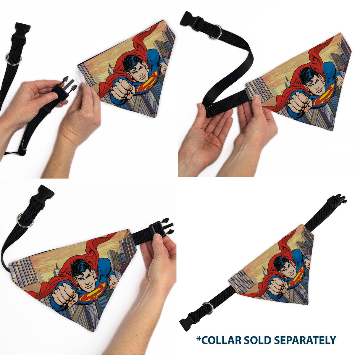 Pet Bandana - Superman Flying Action Cityscape Pose