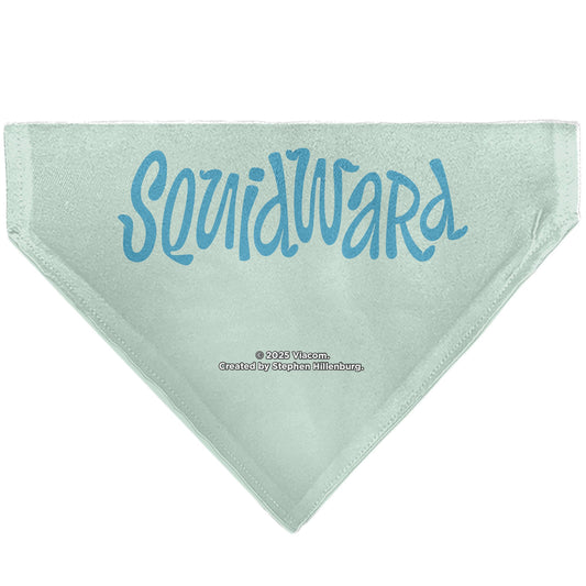 Pet Bandana - SQUIDWARD Frowning Face Close-Up and Text Blues