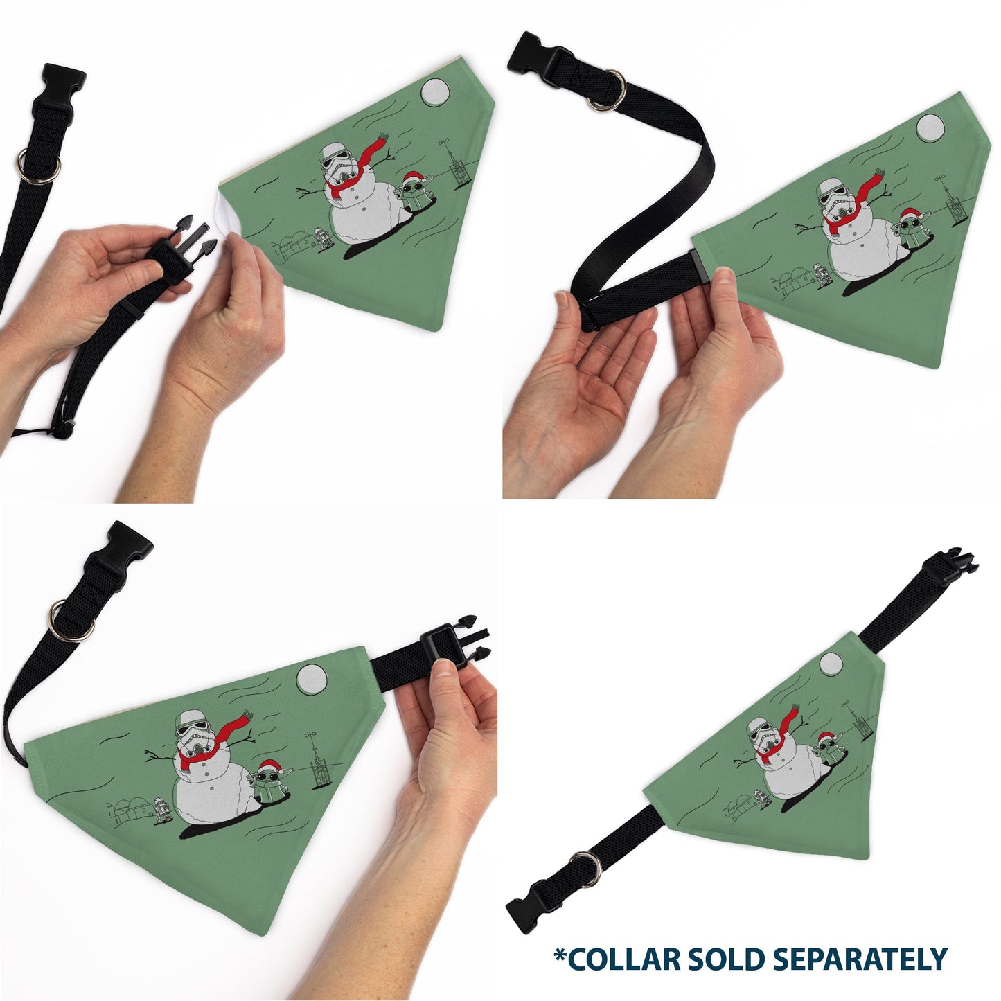 Pet Bandana - Star Wars Holiday Grogu Baby Yoga Santa Claus Scenes