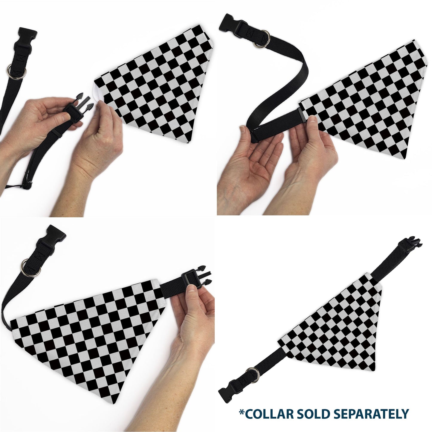 Pet Bandana - Checker Black/White