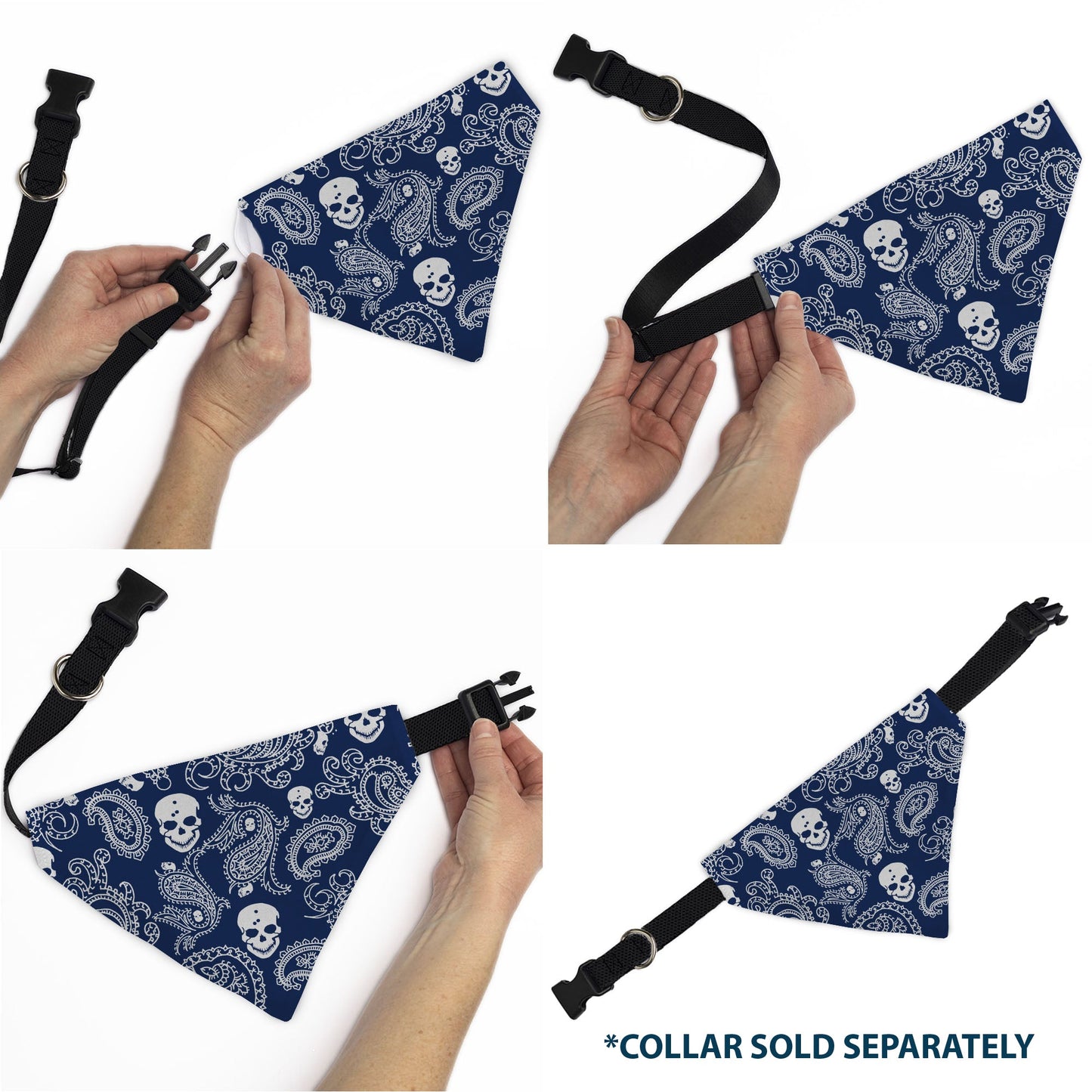 Pet Bandana - Bandana/Skulls Royal/White