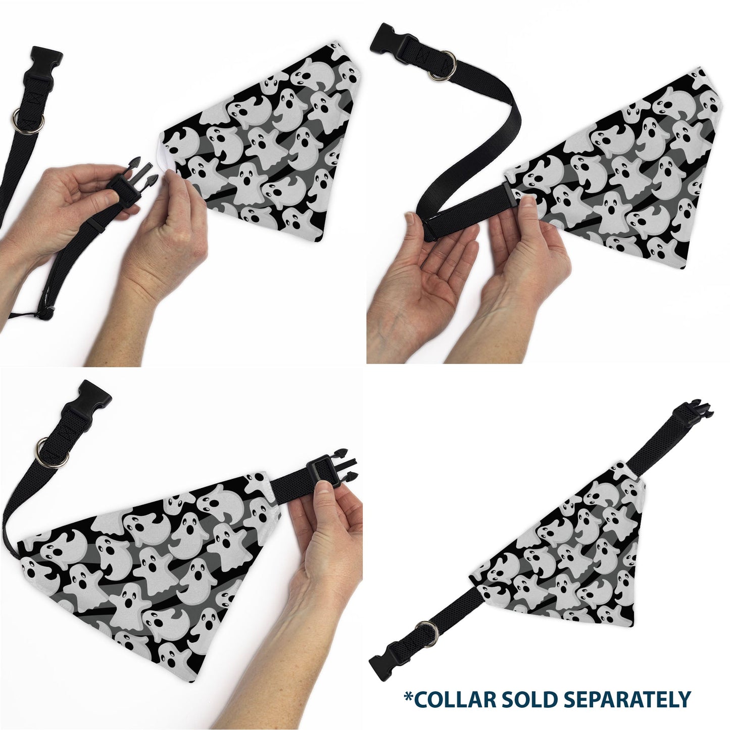 Pet Bandana - Ghosts Scattered Black/White