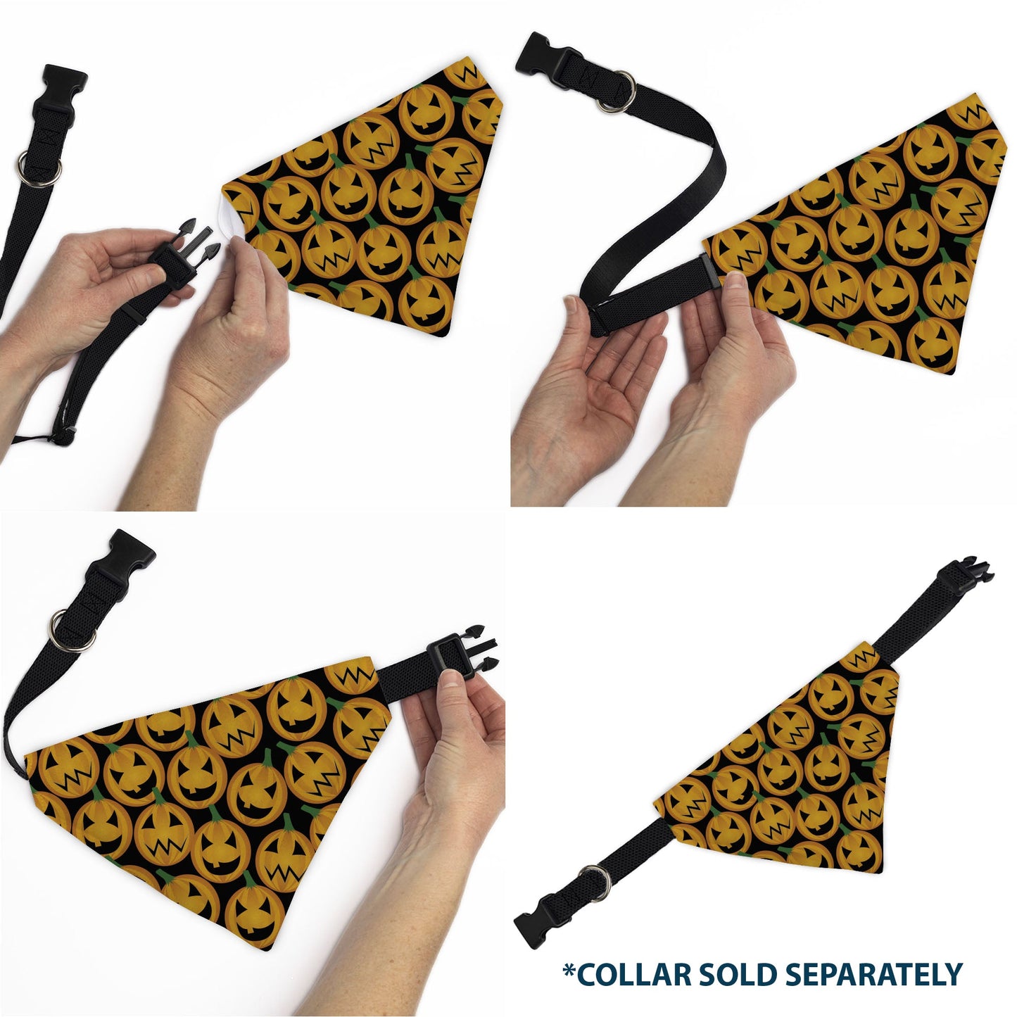 Pet Bandana - Jack-o'-Lantern Collage Black