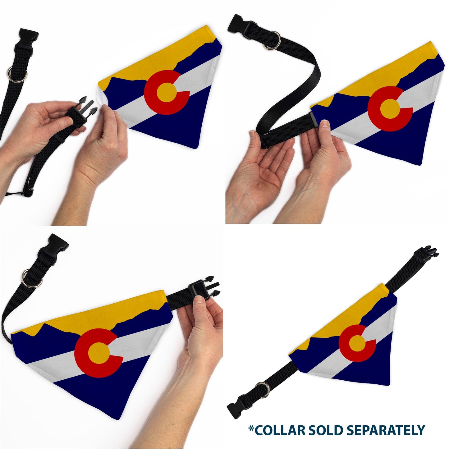 Pet Bandana - Colorado Flag/Mountain Silhouette Yellow