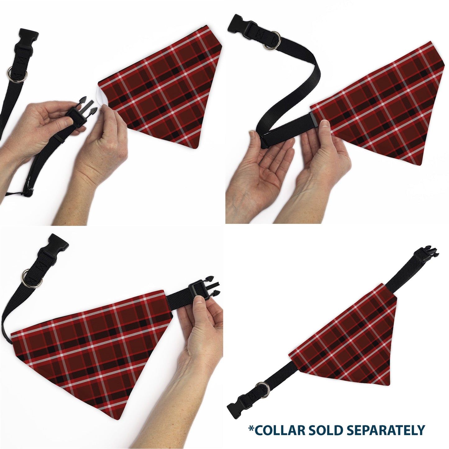 Pet Bandana - Holiday Pajama Plaid Red/Black/White