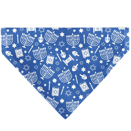 Pet Bandana - Hanukkah Holiday Symbols Blue/White