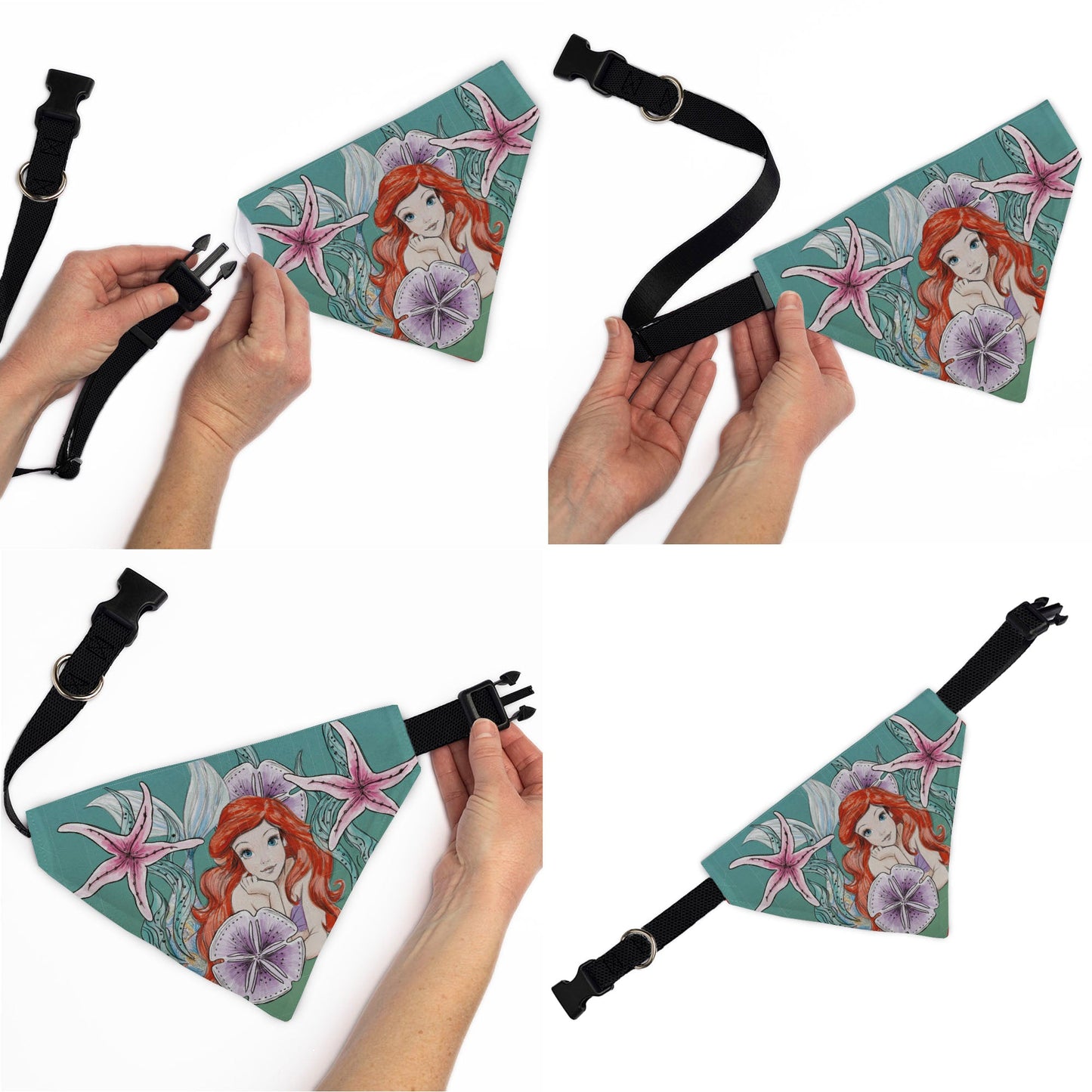 Pet Bandana - The Little Mermaid Ariel Pose and Shells Sketch