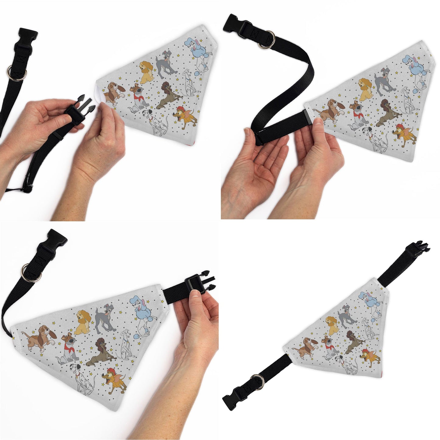 Pet Bandana - Disney Dogs 9-Dog Group Collage/Stars White/Black/Yellow