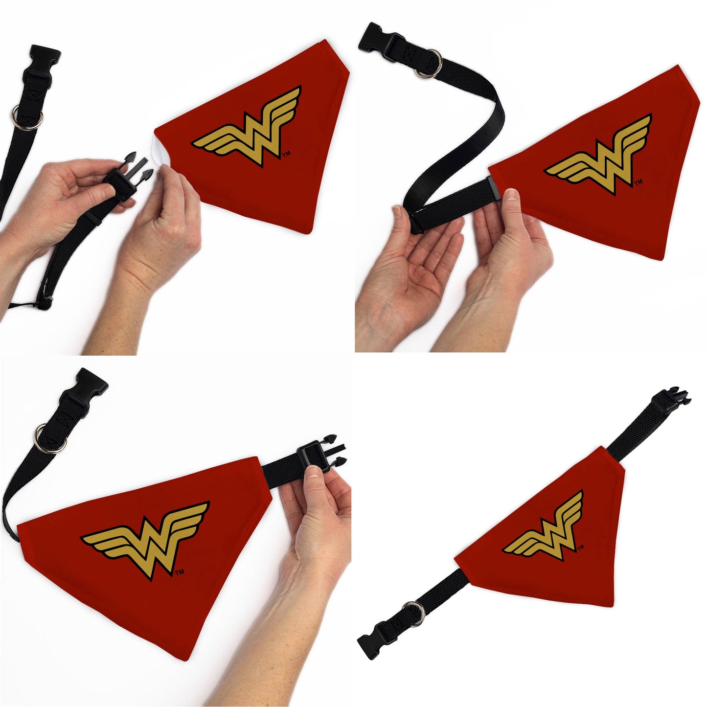 Pet Bandana - Wonder Woman WW Logo Red/Black/Yellow