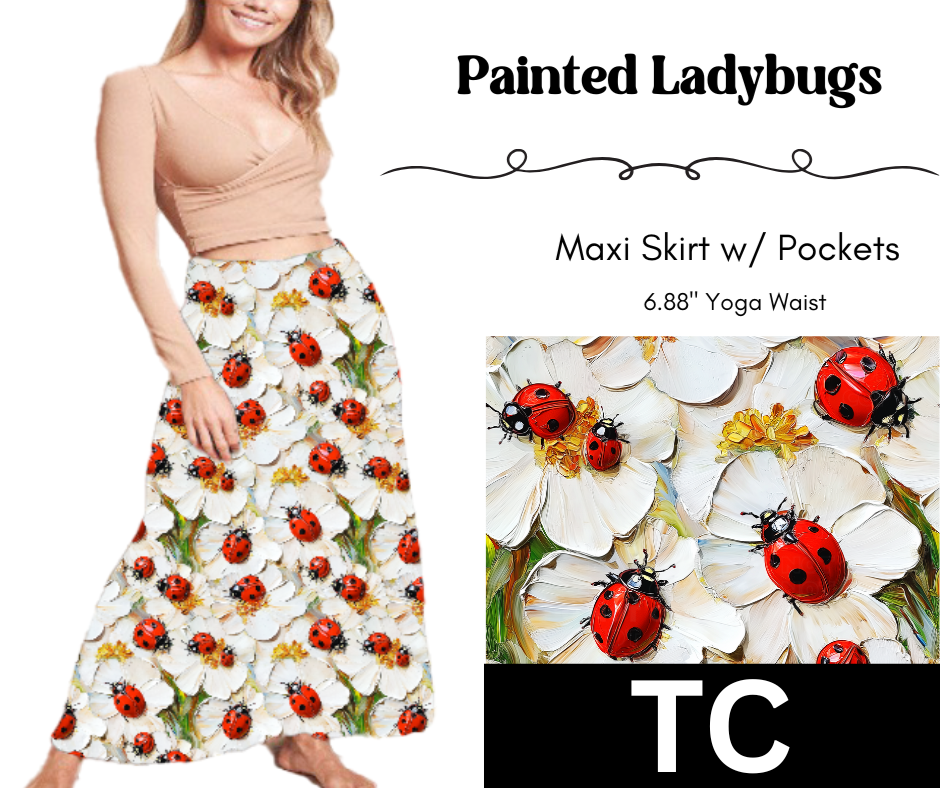 Painted Ladybugs Maxi Skirt