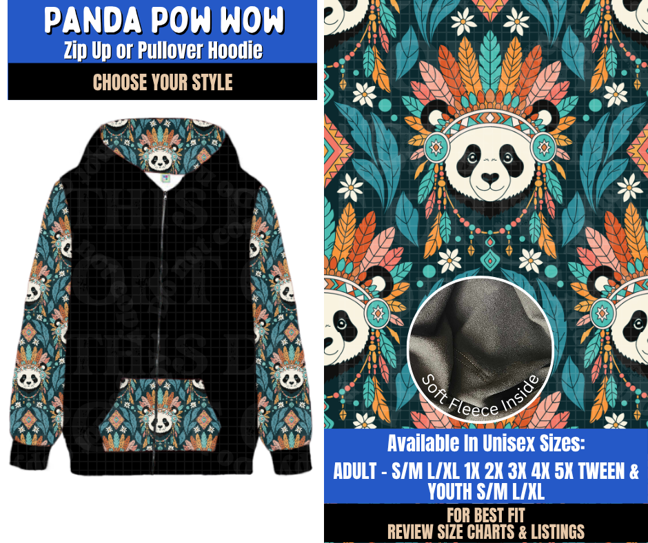 Preorder! Closes 9/10. ETA Dec. Panda Pow Wow Zip-Up or Pullover Hoodie