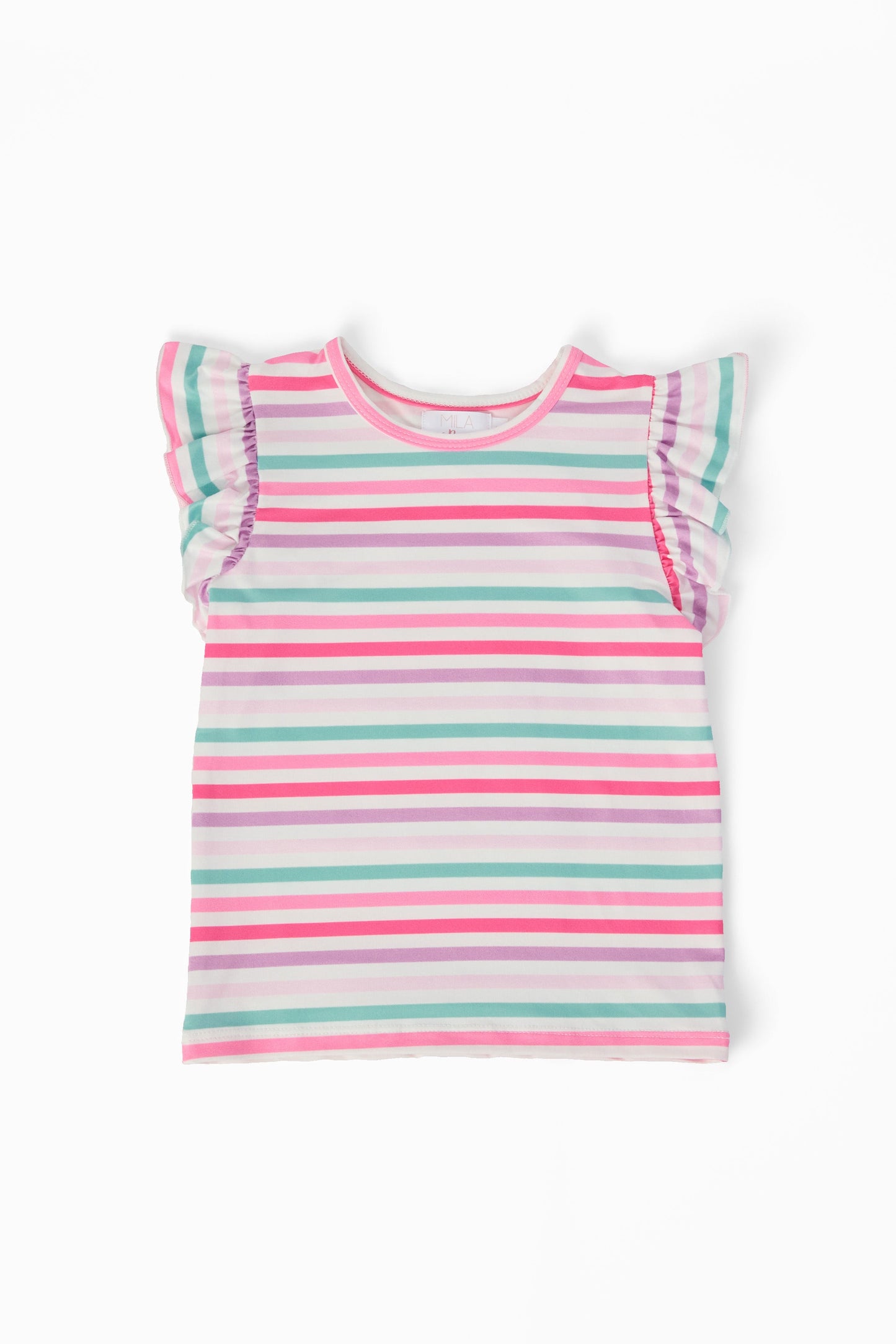 Pastel Stripes S/S Ruffle Tee