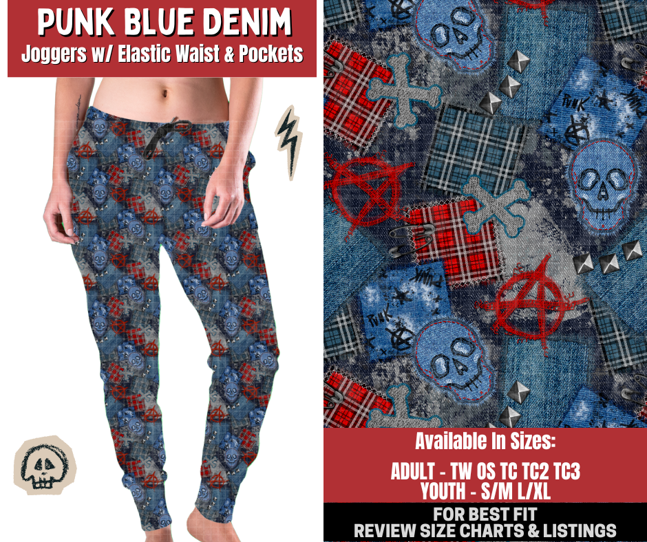 Preorder! Closes 12/22. ETA March. Punk Blue Denim Joggers