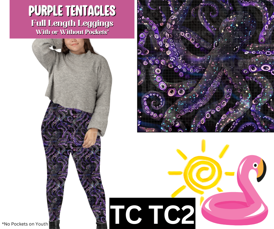 Purple Tentacles Full Length Leggings w/ Pockets