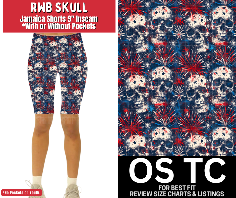 RWB Skull Jamaica Shorts w/ Pockets