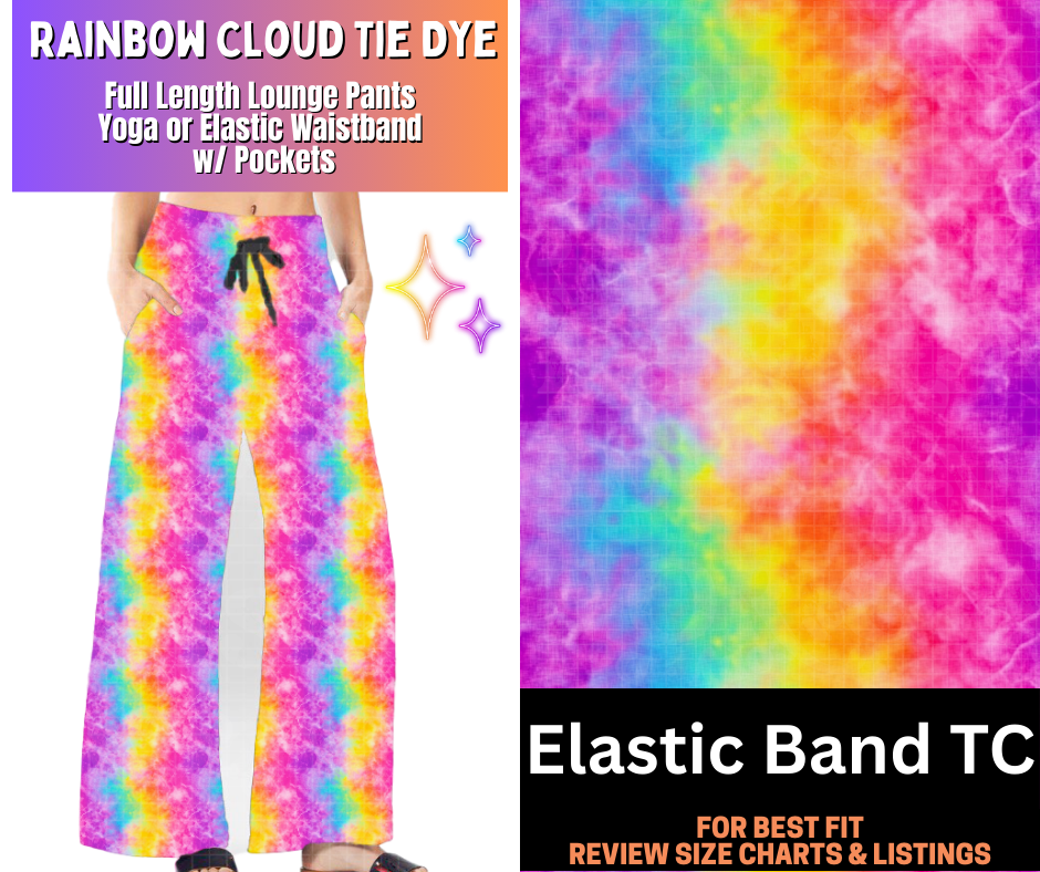 Rainbow Cloud Tie Dye Lounge Pants Choose Fleece or Traditional