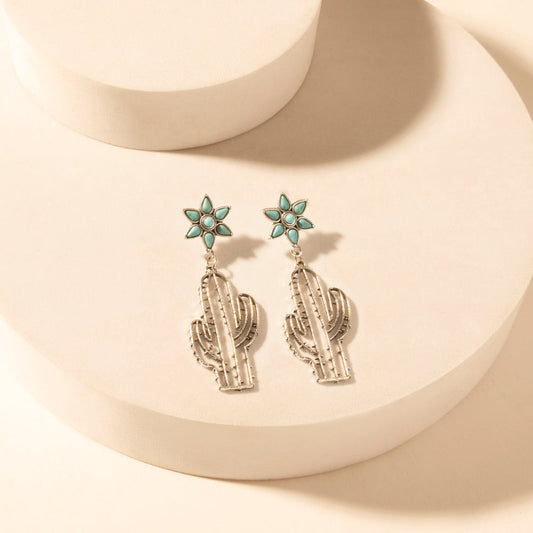 Myra Cactus Kiss Turquoise Drop Earrings for Women
