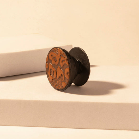 Myra Magnolia Trail Phone Socket for Women in brown with handtooled detail for everyday use