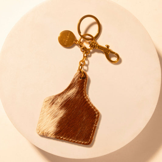 Myra Heifer Key Fob for Women in brown with hair-on detail for everyday western carry